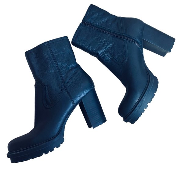 Lucky Brand Shoes - Lucky Brand Womens Leather Boots Size 10 Black Round Toe Combat Shoes